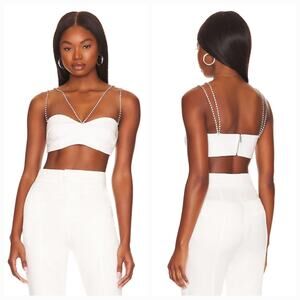 NBD White Beaded Crop Top